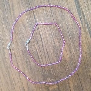 Beaded Choker & Bracelet, Magenta 💗